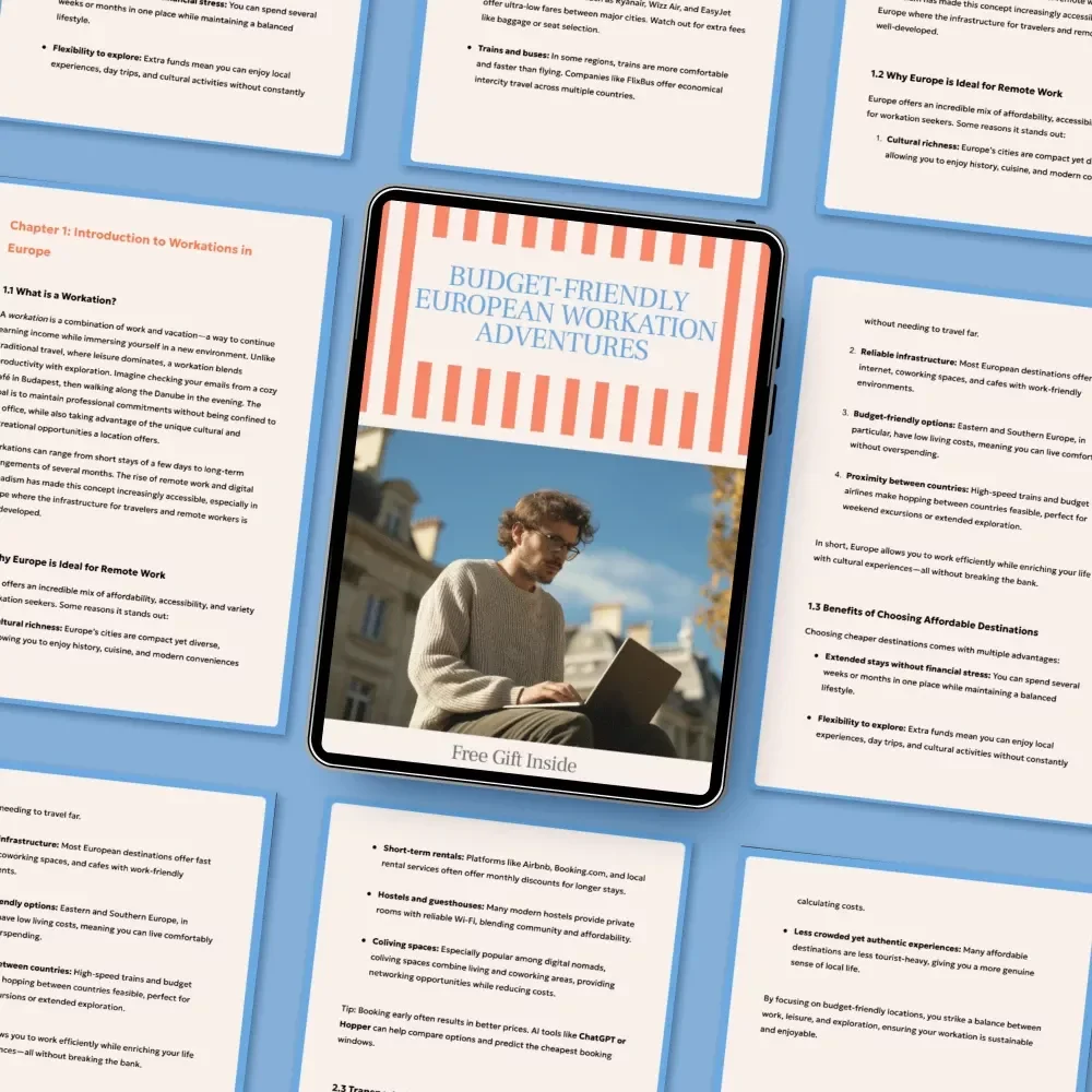 Budget-Friendly European Workation Adventures | Cheap Workation Destinations in Europe | Remote Work eBook for Digital Nomads & Travelers