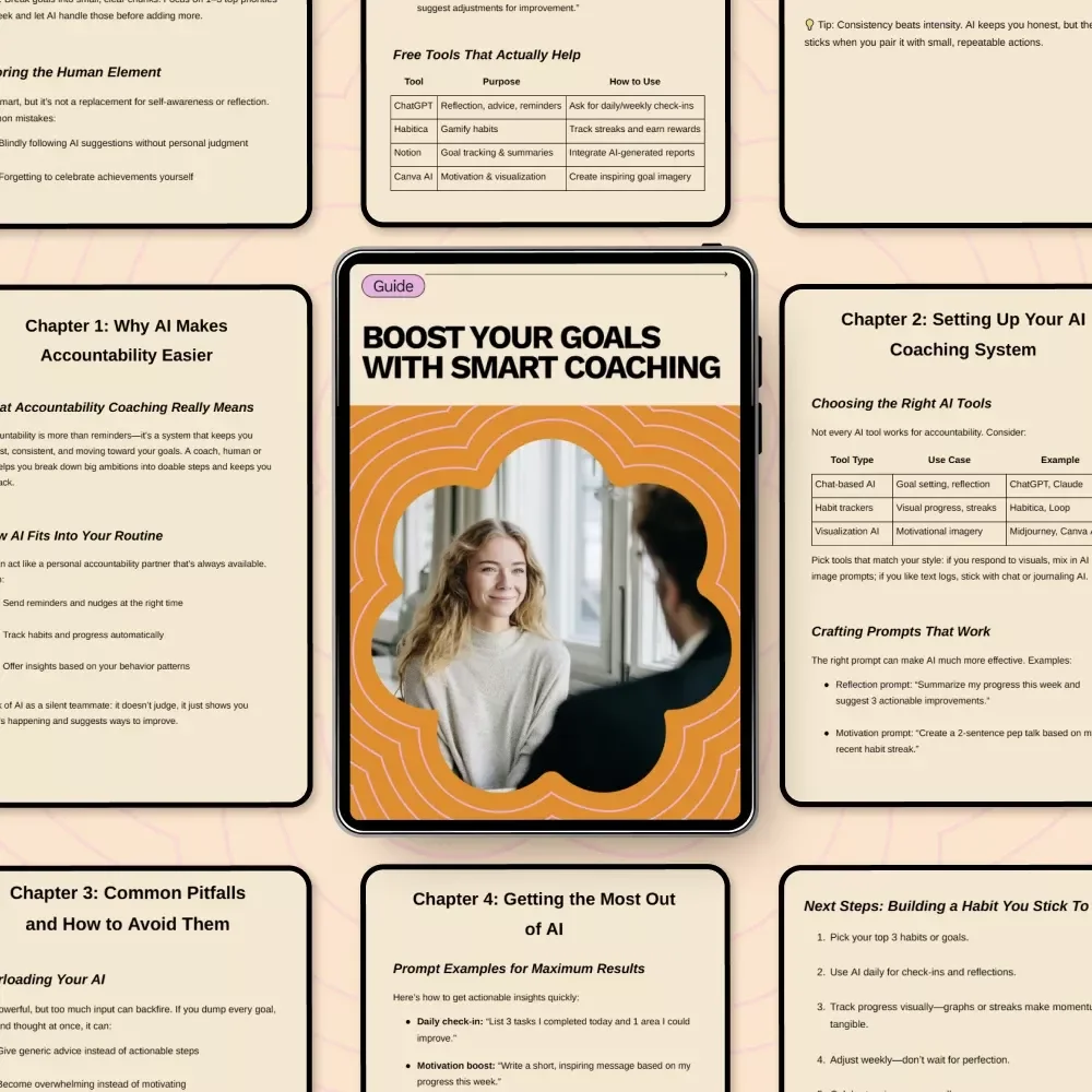 Boost Your Goals with Smart Coaching – AI Accountability Guide | Learn how to use ai for accountability coaching | Digital Download