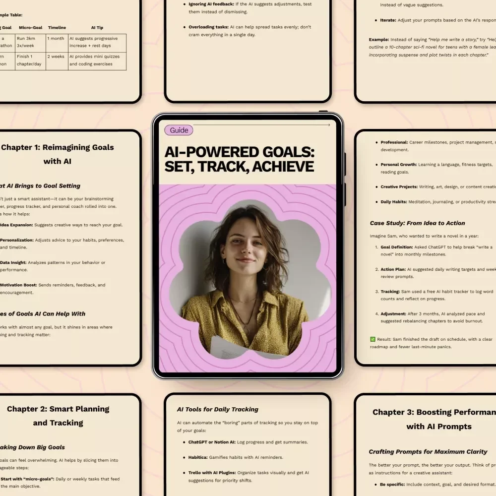 AI-Powered Goals: Set, Track, Achieve | Digital Guide on how to use ai for goal setting and tracking | Smart Planning, AI Prompts & Productivity System
