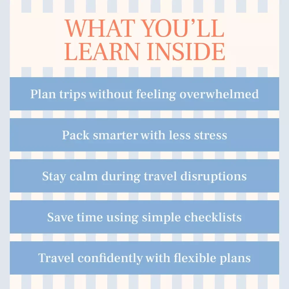 A Simple Guide to Stress-Free Trips | Digital Travel Guide, Travel Planning eBook, Packing Checklist & Calm Travel Toolkit