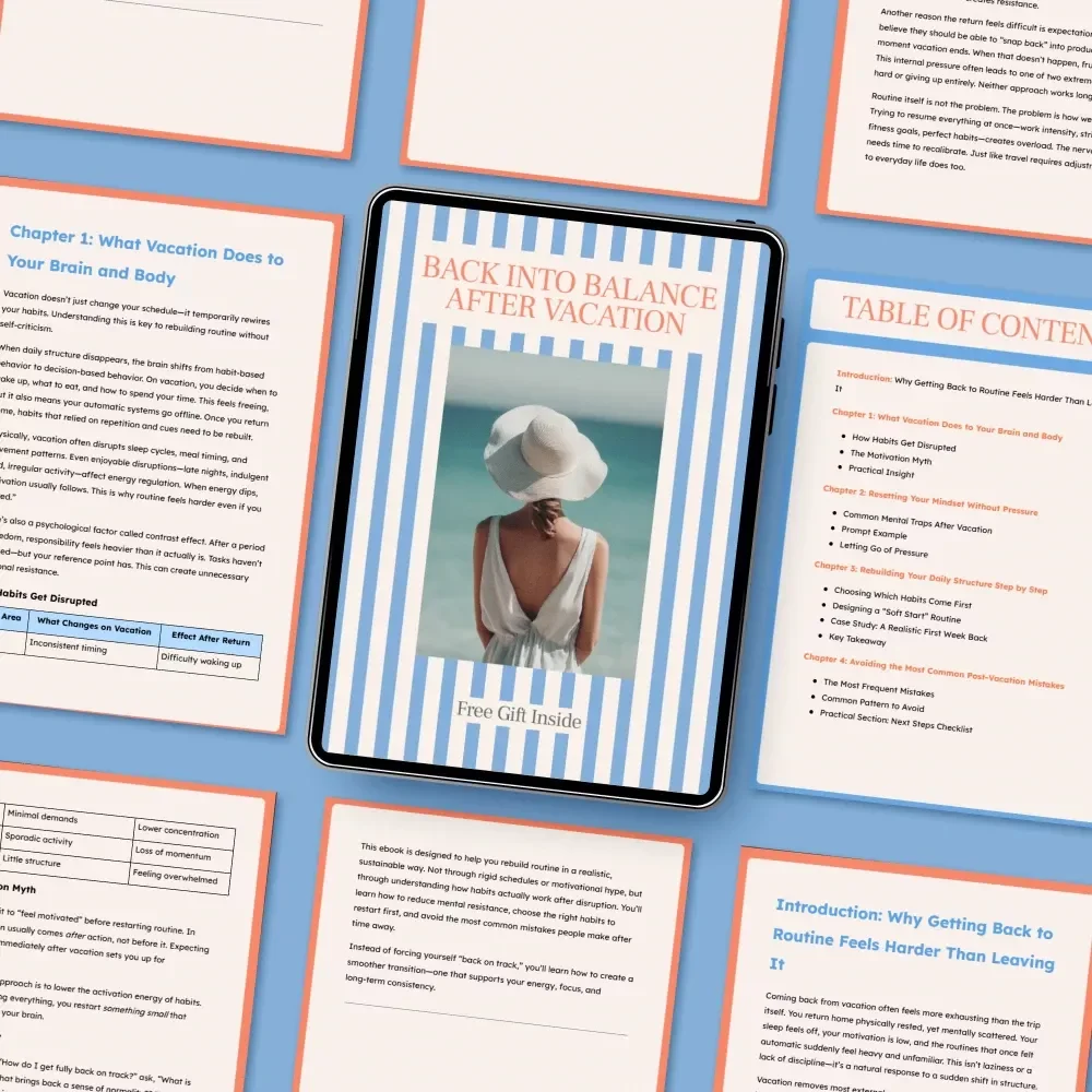 Back Into Balance After Vacation | Digital Download Guide for Smooth Post-Vacation Transition
