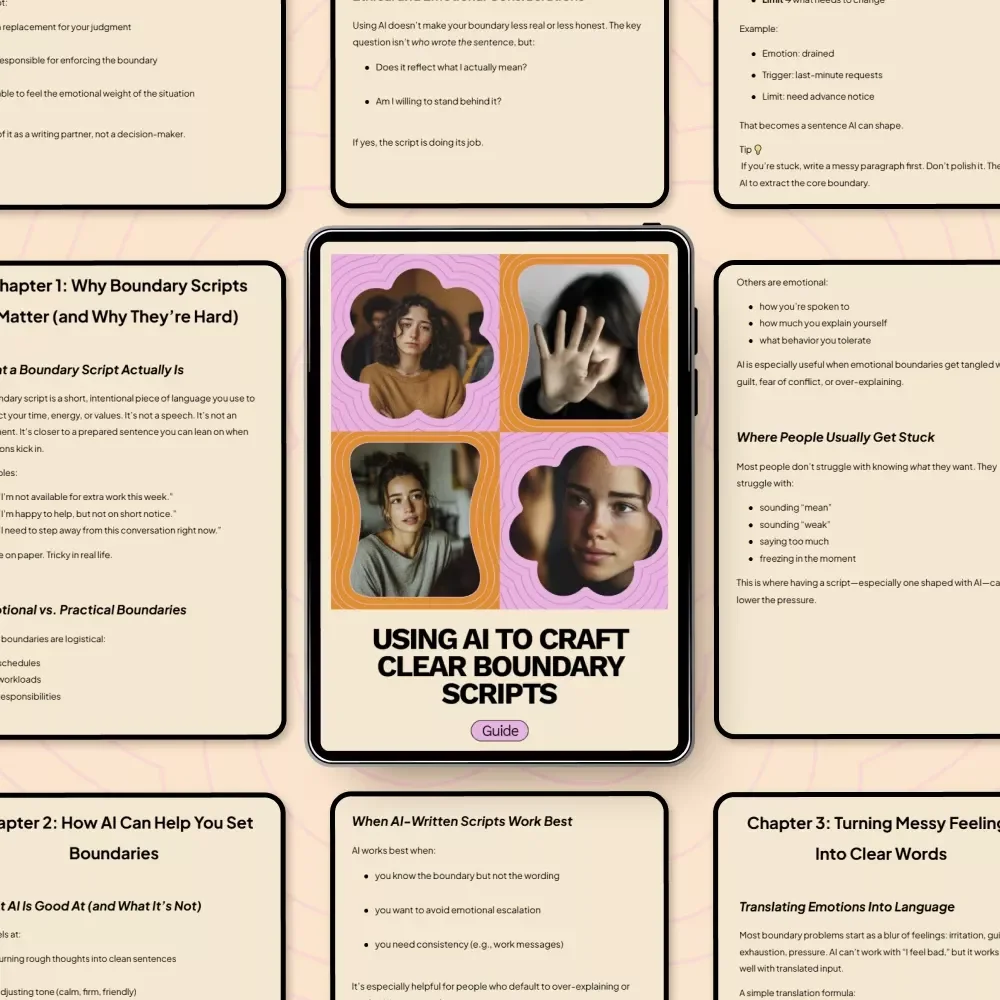 Using AI to Craft Clear Boundary Scripts | Ebook Guide on ai for creating a boundary setting script | Digital Download for Work, Relationships & Personal Growth