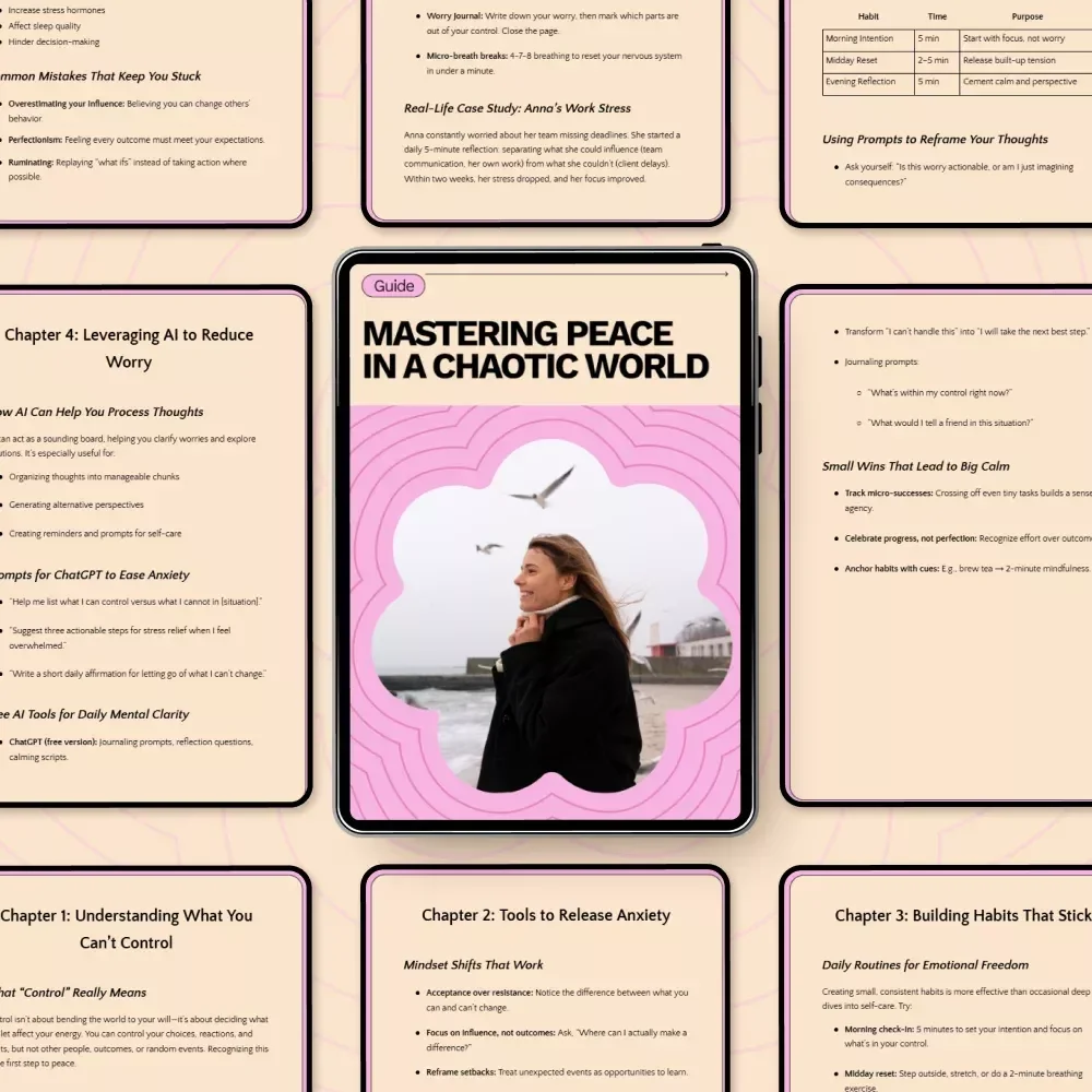 Mastering Peace in a Chaotic World: How to Stop Worrying About Things You Can't Control Guide for Calm, Mindset Shifts, and Emotional Freedom