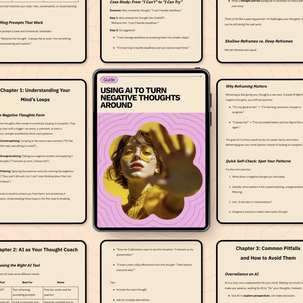 Using AI to Turn Negative Thoughts Around – Practical Digital Guide on how to use ai to reframe negative thoughts for Mindset, Confidence & Daily Self-Growth