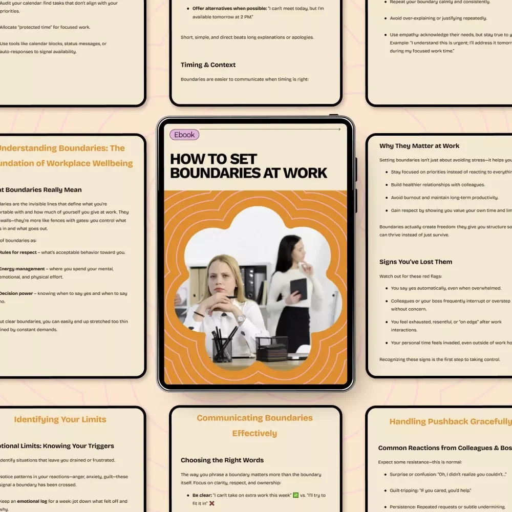 How to Set Boundaries at Work | Practical Workplace Boundaries Ebook for Professionals, Employees & Remote Workers