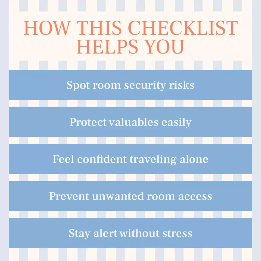 Hotel Room Safety Checklist | Digital Travel Safety Guide | How to Feel Safe in Your Hotel Room | Instant Download Checklist