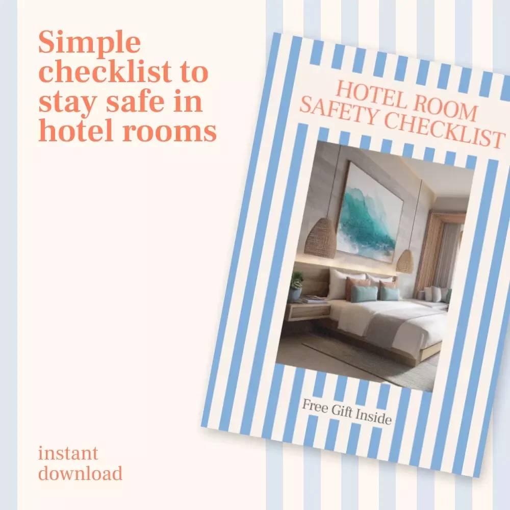 Hotel Room Safety Checklist | Digital Travel Safety Guide | How to Feel Safe in Your Hotel Room | Instant Download Checklist