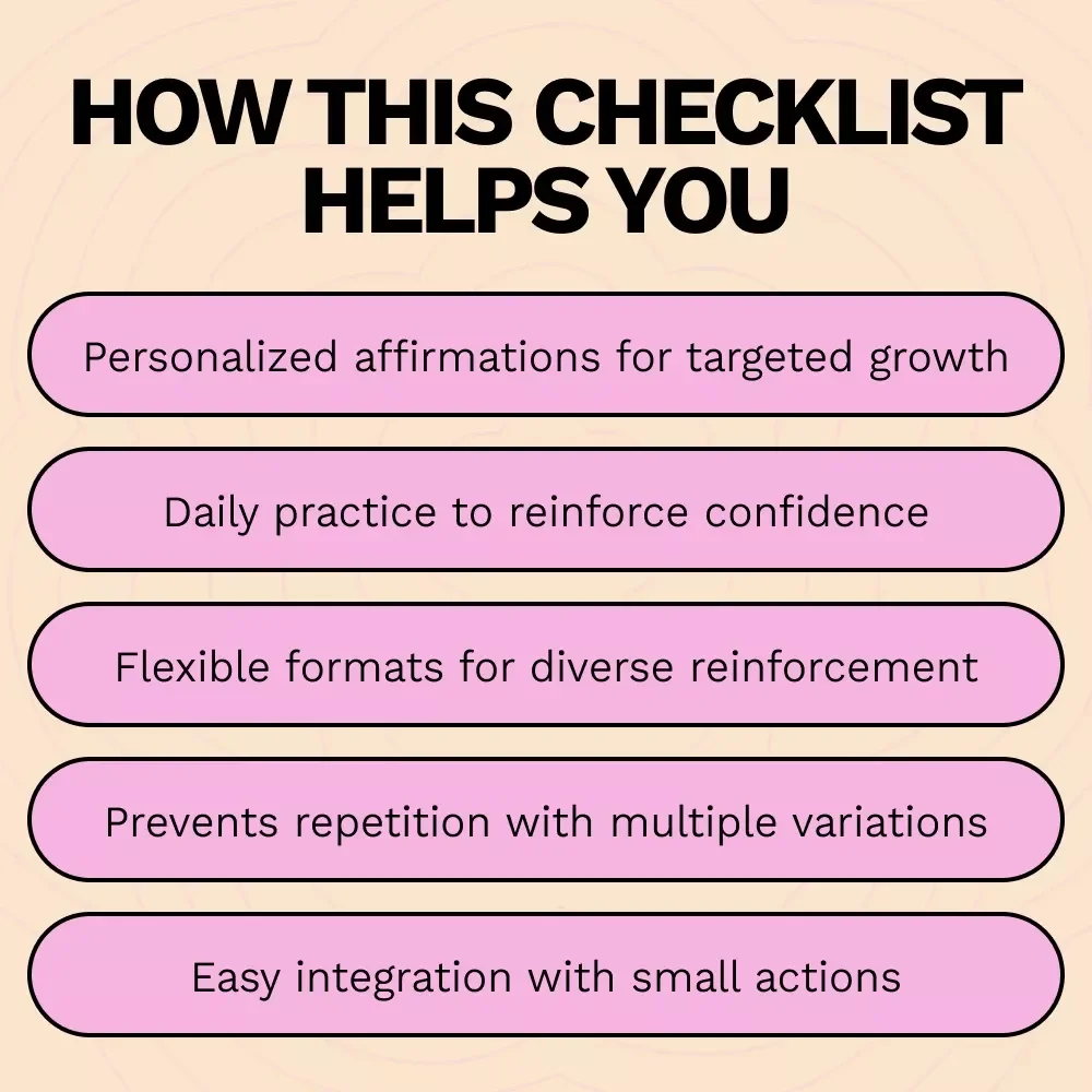 Confidence Boosting with AI-Generated Affirmations - Digital Download Checklist for Building Self-Belief