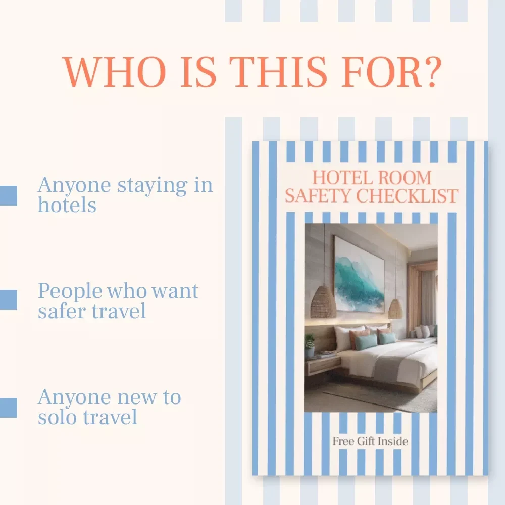 Hotel Room Safety Checklist | Digital Travel Safety Guide | How to Feel Safe in Your Hotel Room | Instant Download Checklist