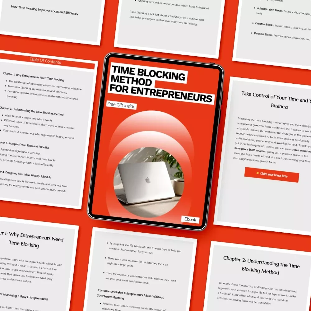 Time Blocking Method for Entrepreneurs – Ultimate eBook Guide to Boost Focus, Productivity & Efficiency for Busy Entrepreneurs
