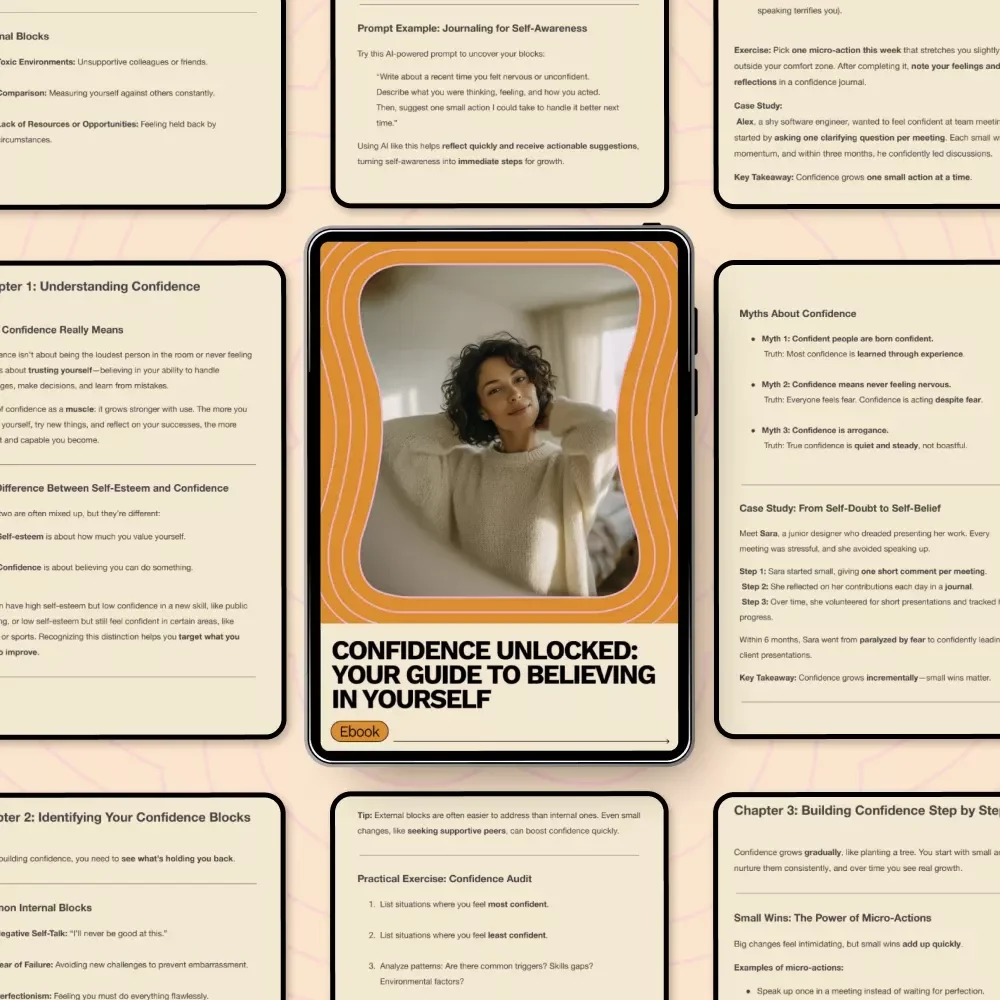 Confidence Unlocked: Your Guide to Believing in Yourself – Practical Ways to Build Self Confidence eBook for Personal Growth & Mindset Transformation