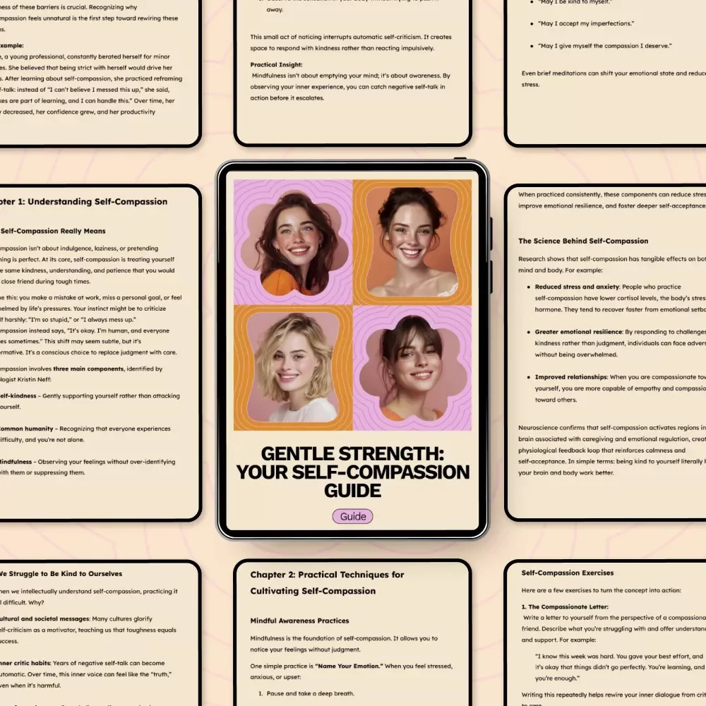 Gentle Strength: Your Self-Compassion Guide | How to Practice Self Compassion Step-by-Step | Mindful Growth Digital Guide