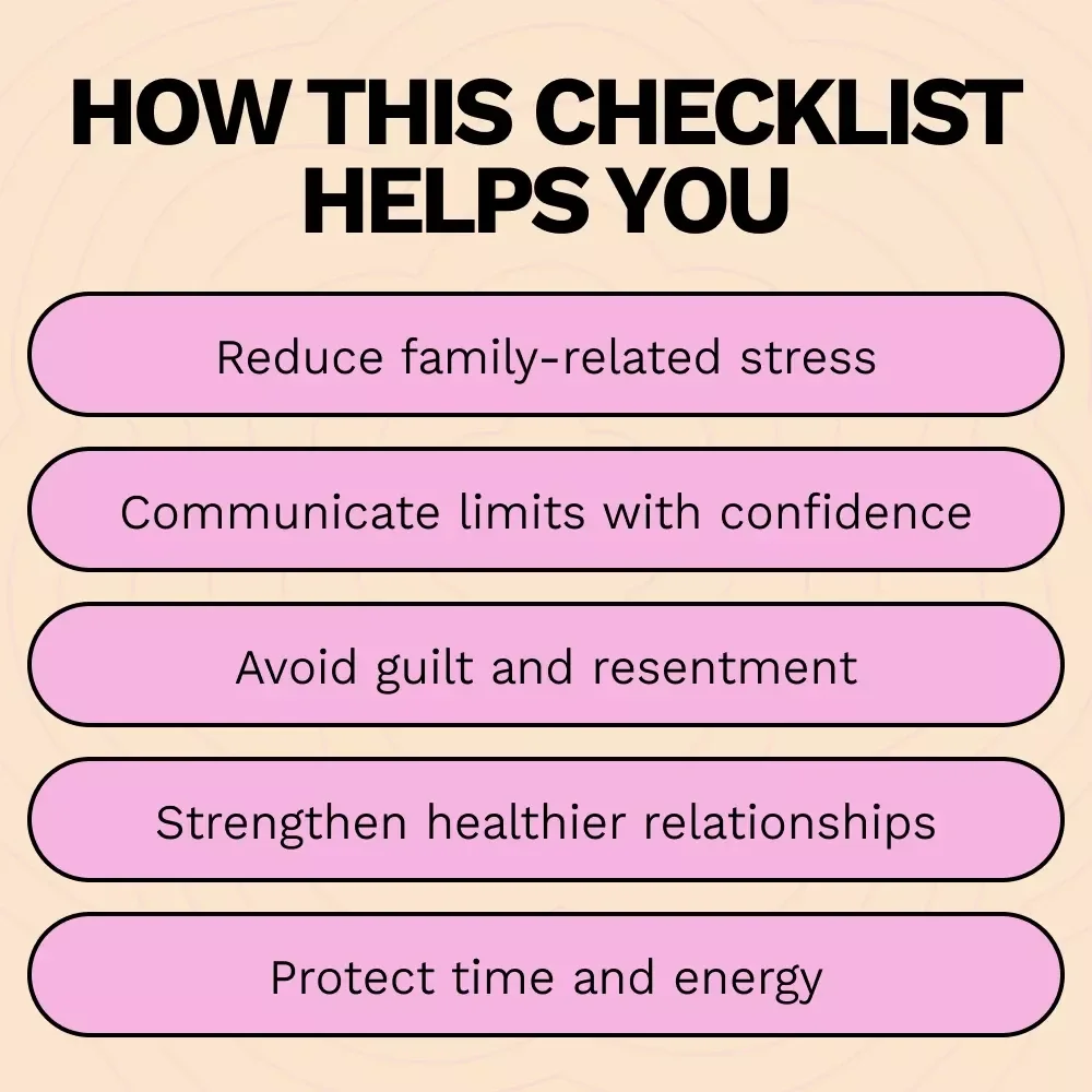 Family Boundaries Made Simple – Practical Checklist for How to Set Boundaries with Family, Calm Communication & Healthy Relationships