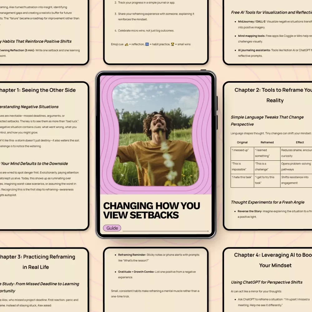 Changing How You View Setbacks – A Practical Guide on how to reframe negative situations for Growth, Clarity, and a Stronger Mindset
