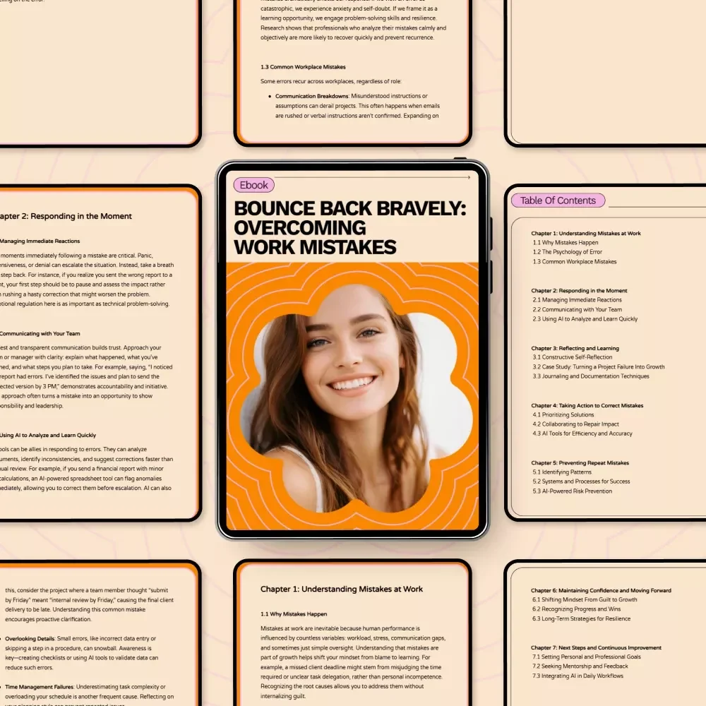 Bounce Back Bravely: Overcoming Work Mistakes – A Guide for Professional Growth, Resilience, and Success