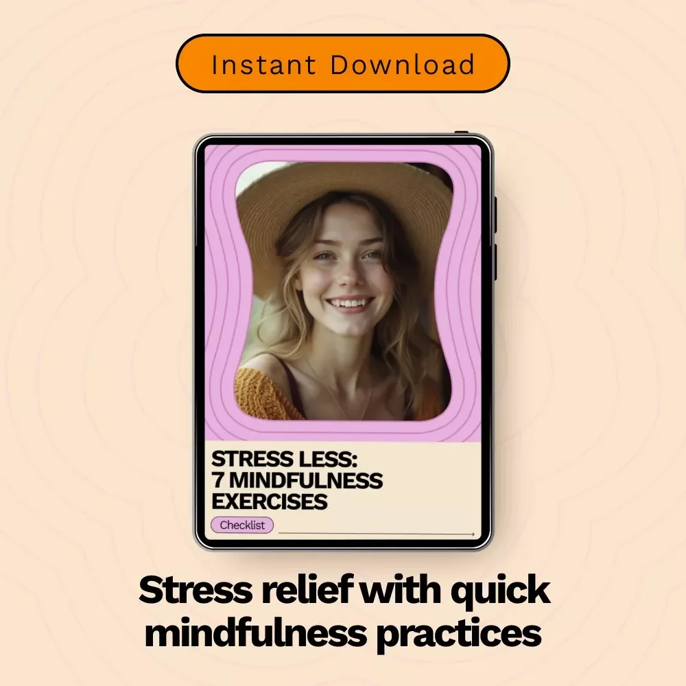 Stress Less: 7 Mindfulness Exercises Checklist | Simple Mindfulness Exercises for Stress | Printable Daily Calm Guide for Busy Minds