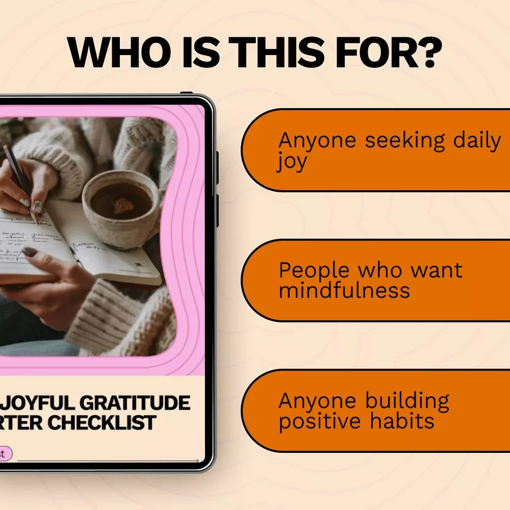 The Joyful Gratitude Starter Checklist | Daily Gratitude Practice for Beginners | Printable & Digital Mindfulness Checklist