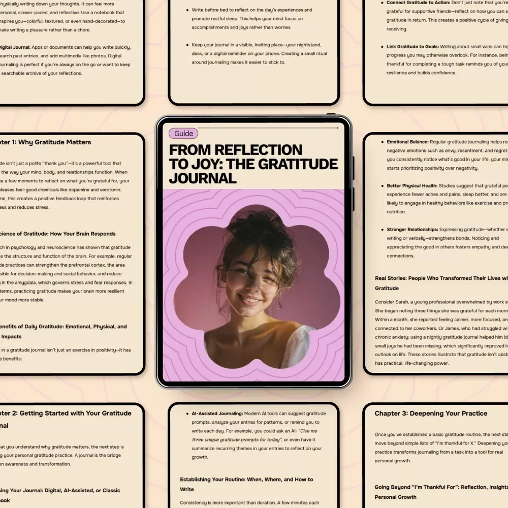 From Reflection to Joy: The Gratitude Journal | A Practical Guide on how to keep a gratitude journal for Mindfulness, Positivity & Lasting Happiness
