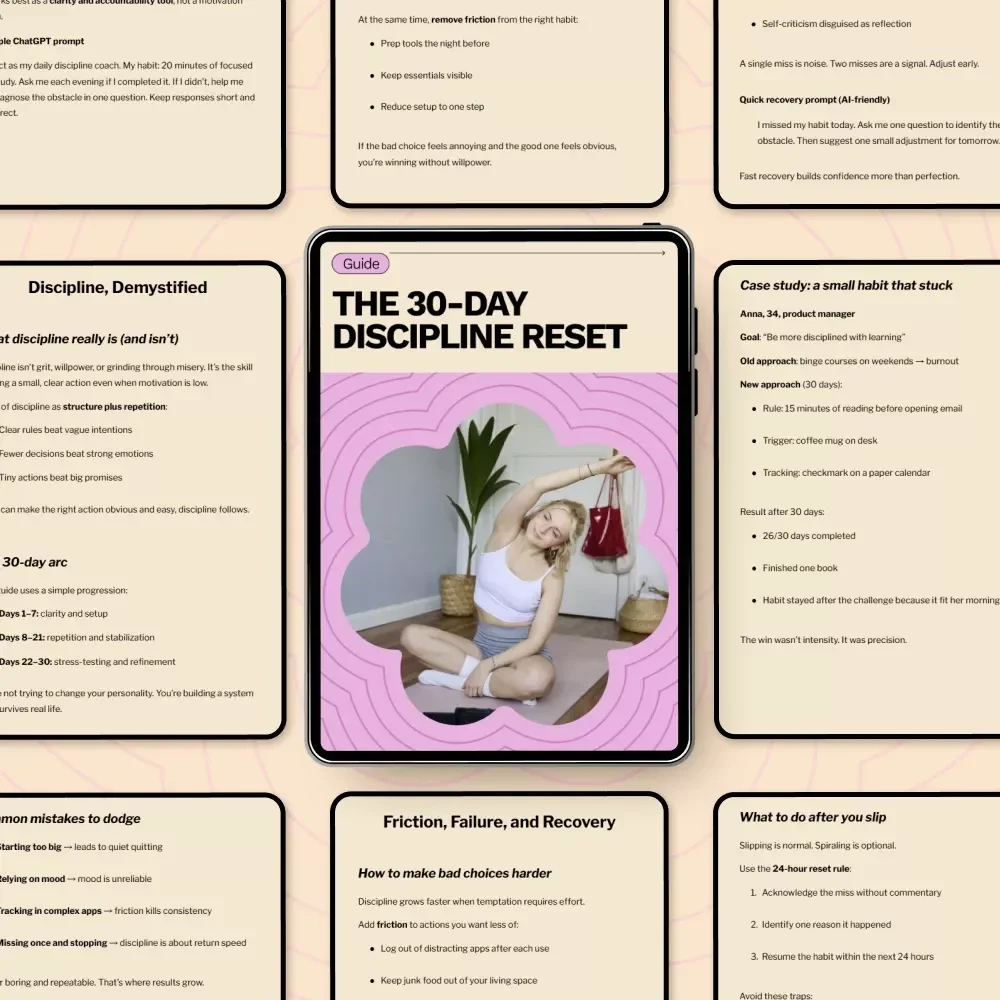 The 30-Day Discipline Reset – A Practical Guide on How to Build Discipline in 30 Days, Create Lasting Habits, and Stay Consistent Without Burnout