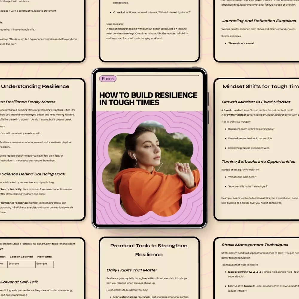 How to Build Resilience in Tough Times | Practical eBook Guide for Mental Strength, Mindset Shifts, Stress Management & Personal Growth