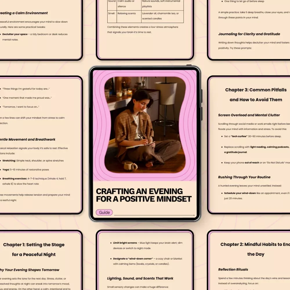 Crafting an Evening for a Positive Mindset: Evening Routine for a Positive Mindset Guide for Calm, Reflection, and Restful Nights