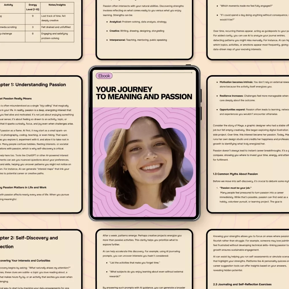 Your Journey to Meaning and Passion – Ebook Guide on How to Discover Your Passion, Self-Discovery Workbook, Purpose & Career Clarity Digital Download