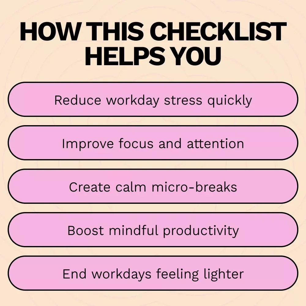 Mindfulness Exercises You Can Do at Work – Simple Checklist for Calm Focus & Mindfulness Exercises for Beginners at Work