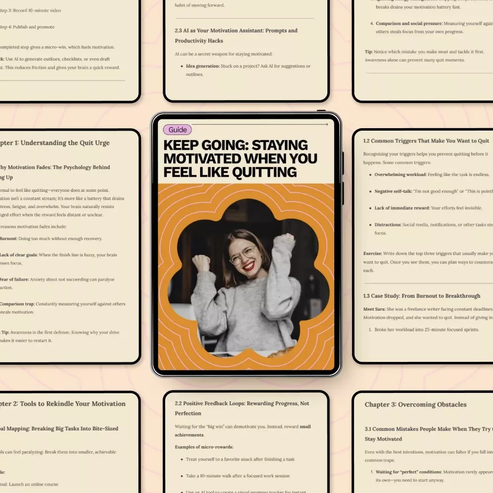 Keep Going: Staying Motivated When You Feel Like Quitting – Practical Guide on how to stay motivated when you want to quit, Burnout Recovery & Resilience Toolkit