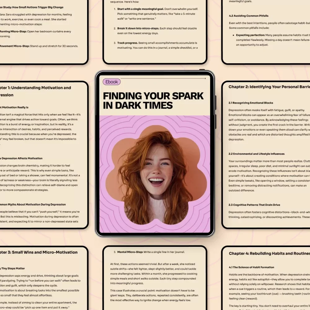 Finding Your Spark in Dark Times – A Gentle Guide on How to Find Motivation When Depressed | Practical eBook for Emotional Resilience & Daily Drive