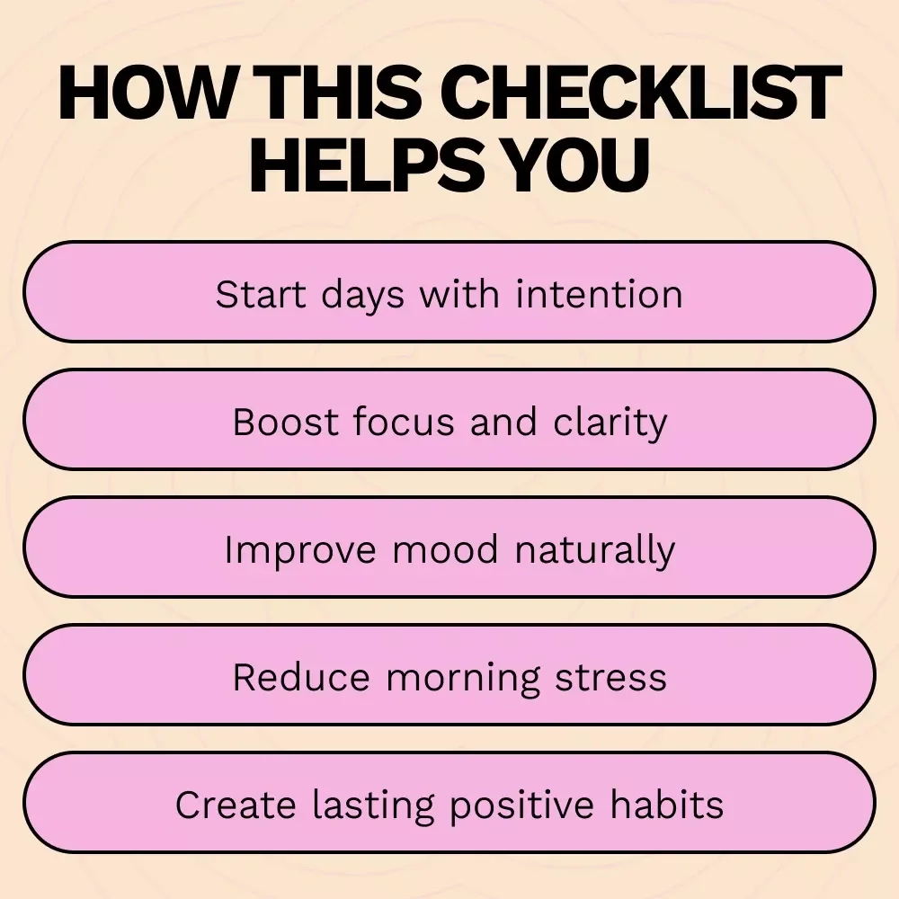 Morning Routine Checklist for a Positive Mindset | Daily Morning Routine for Positive Mindset, Printable Digital Checklist for Focus, Gratitude & Productivity