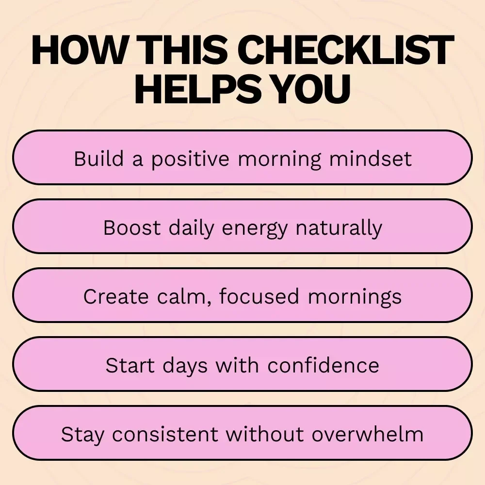 Morning Mojo: Start Every Day With Energy – Daily Checklist for how to build a morning mindset routine | Simple Morning Reset Printable