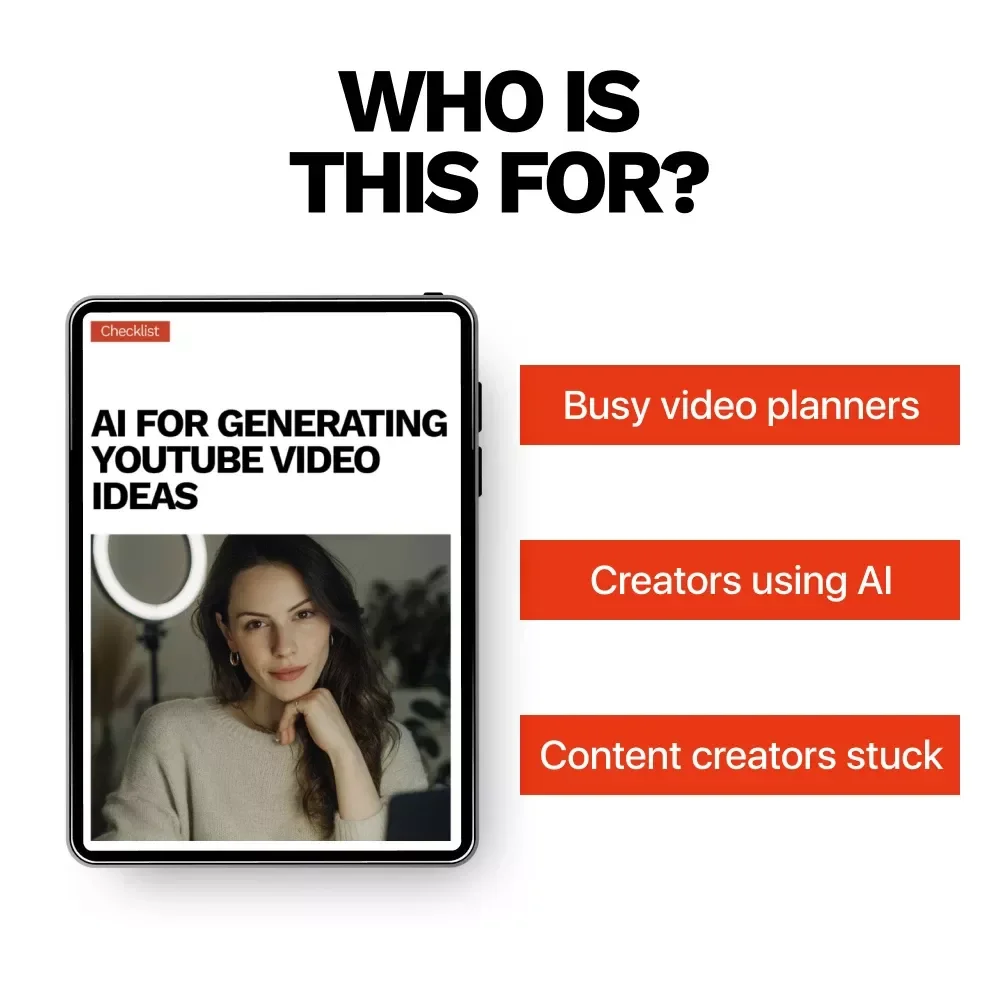 AI for Generating YouTube Video Ideas – Creator Checklist for Content Planning, Brainstorming Faster, YouTube Growth Tool, Digital Download
