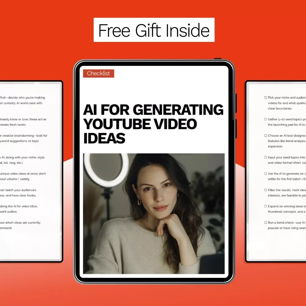 AI for Generating YouTube Video Ideas – Creator Checklist for Content Planning, Brainstorming Faster, YouTube Growth Tool, Digital Download