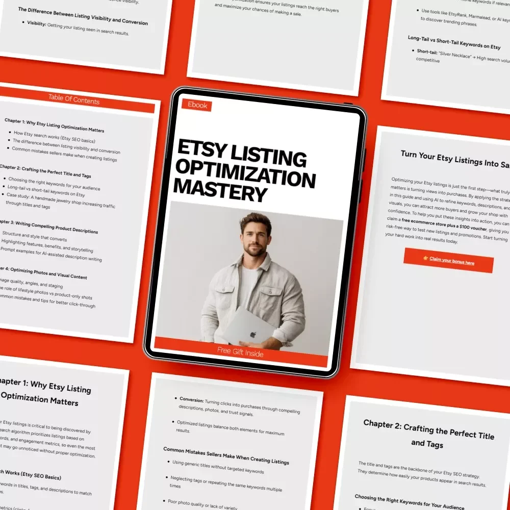 Etsy Listing Optimization Mastery – Step-by-Step Ebook for Etsy SEO, Titles, Tags, Photos & AI Strategies to Increase Traffic and Sales