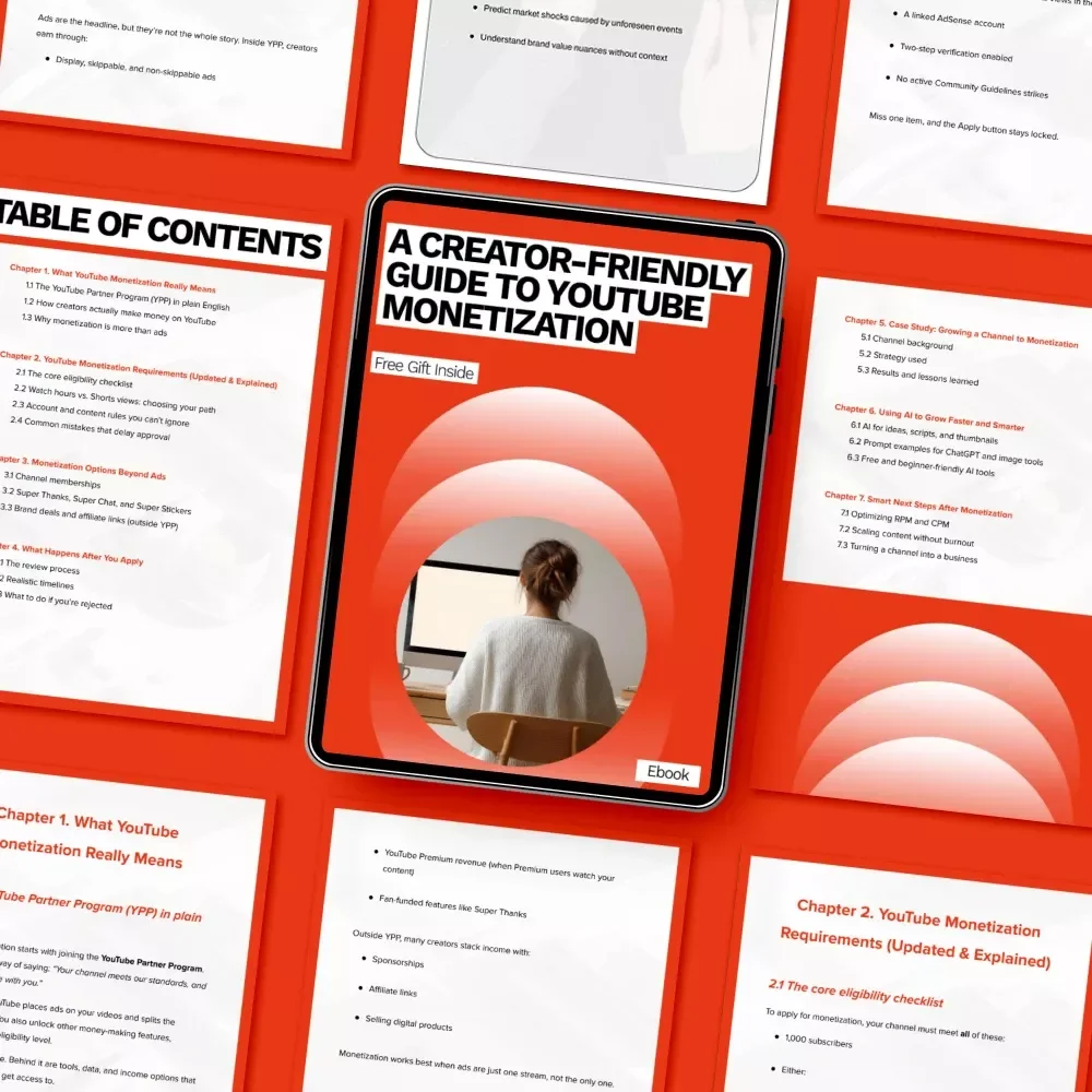 A Creator-Friendly Guide to YouTube Monetization | Simple eBook Explaining Youtube Monetization Requirements, YPP Eligibility, and Income Streams for Content Creators