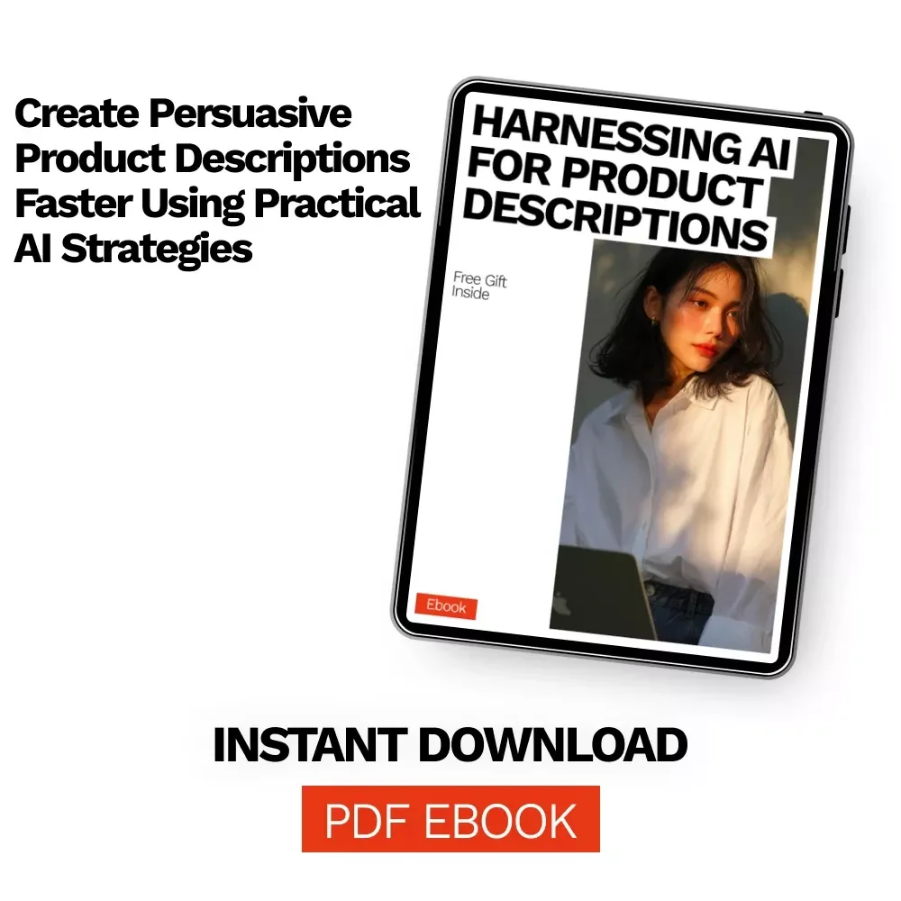 Harnessing AI for Product Descriptions | eBook Guide to ai for creating product descriptions for E-Commerce Sellers & Creators