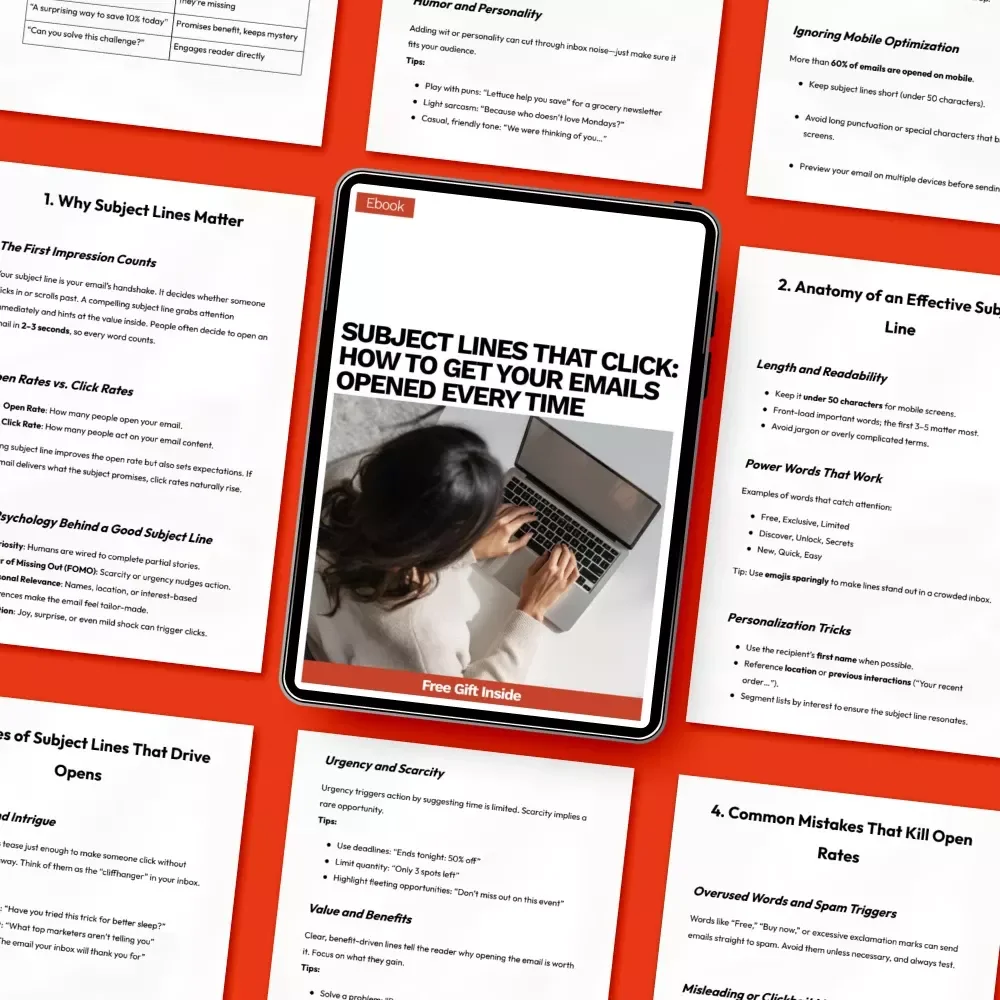 Subject Lines That Click: How to Get Your Emails Opened Every Time | Email Subject Lines That Get Opened eBook for Marketers & Creators
