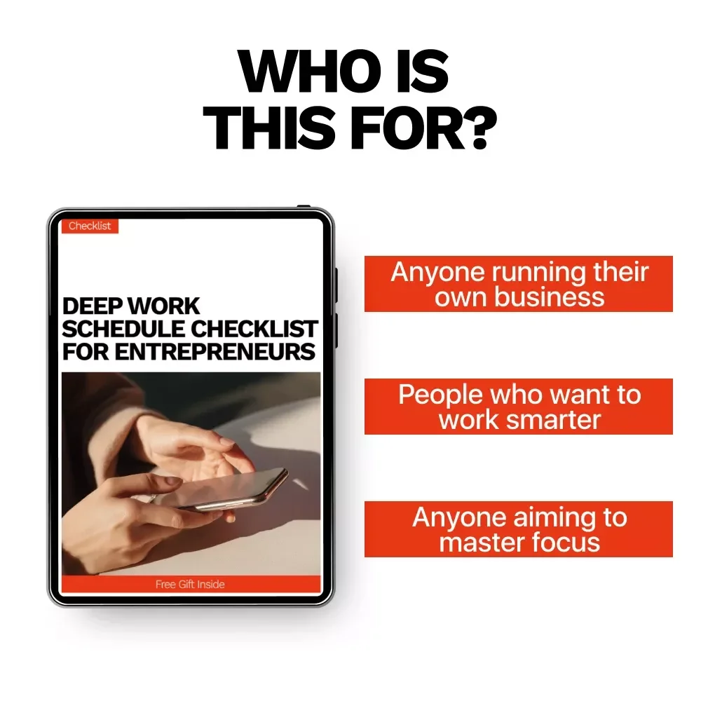 Deep Work Schedule Checklist for Entrepreneurs – Productivity Planner, Focus Guide, Time Management Digital Download for Busy Entrepreneurs