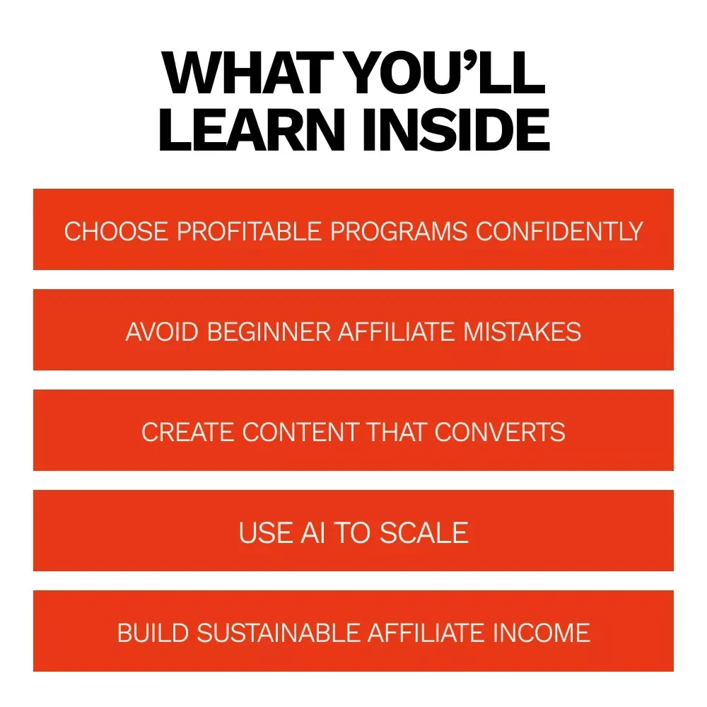 Best Affiliate Programs for Beginners | Step-by-Step Affiliate Marketing Ebook for Passive Income, Online Business & Digital Marketing Starters