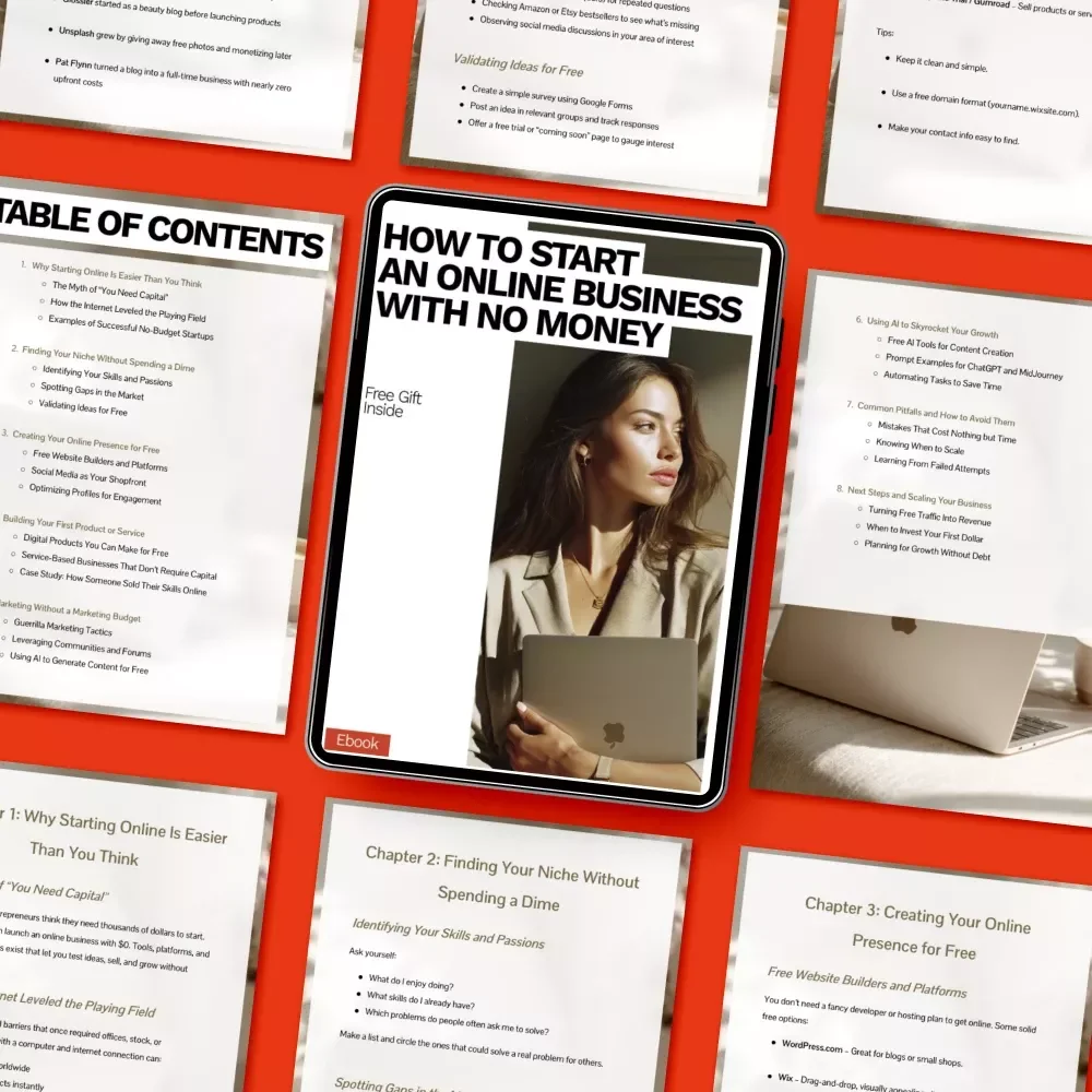 How to Start an Online Business with No Money | Step-by-Step Beginner eBook Guide | Learn How to Start an Online Business with No Money Using Free Tools & AI
