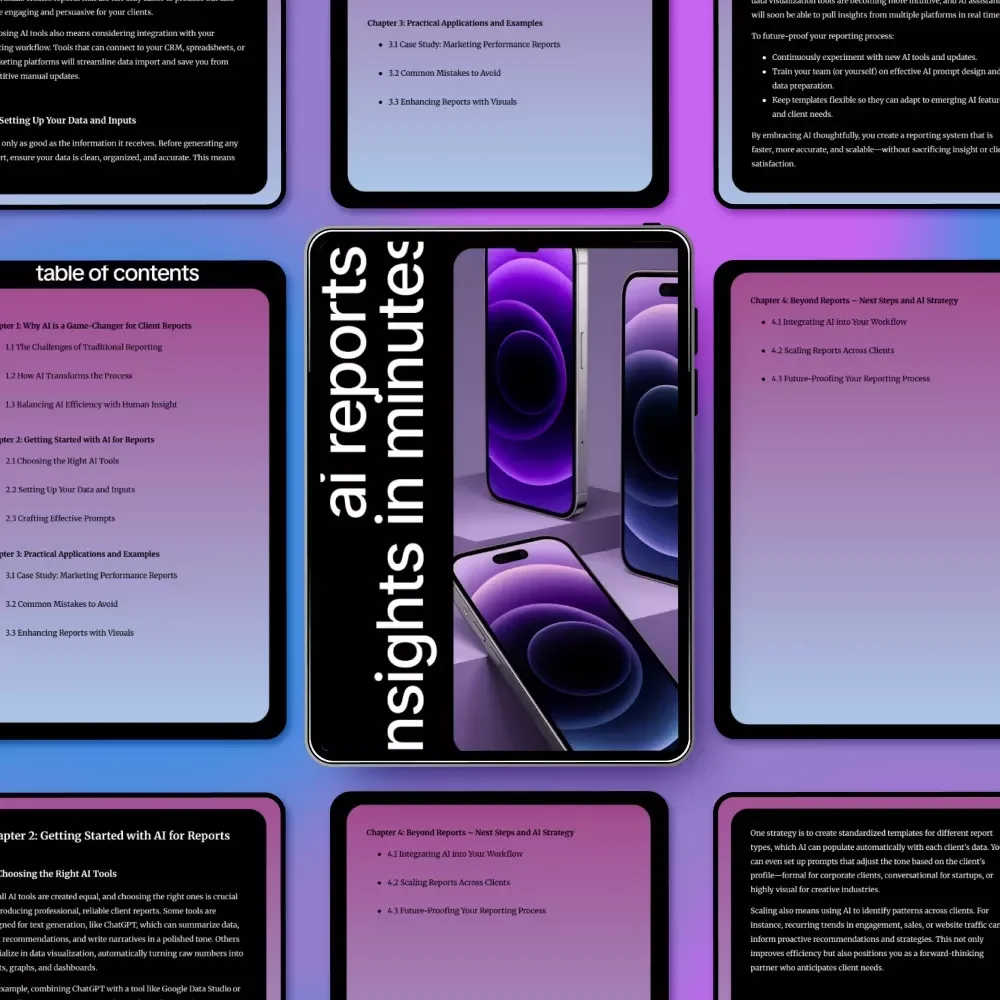 AI Reports: Insights in Minutes | Smart AI Help for Creating Client Reports | Professional Reporting Guide Download