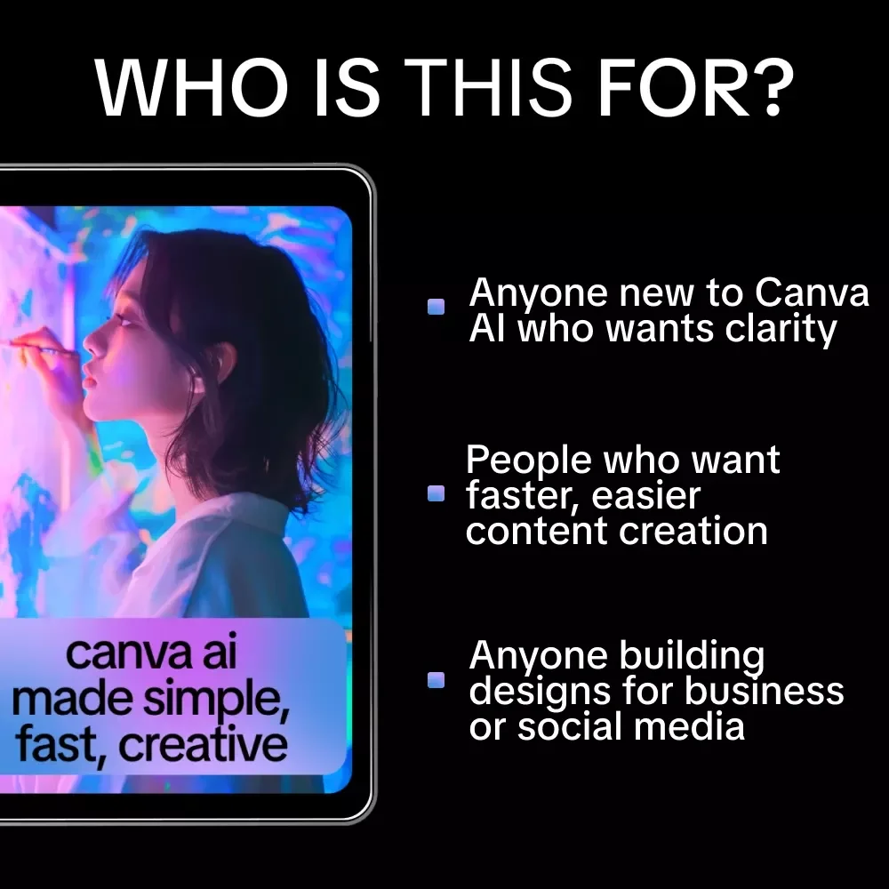 Canva AI Made Simple, Fast, Creative – Beginner Friendly Canva AI Guide, Magic Design, Magic Write, AI Prompts, Digital Download