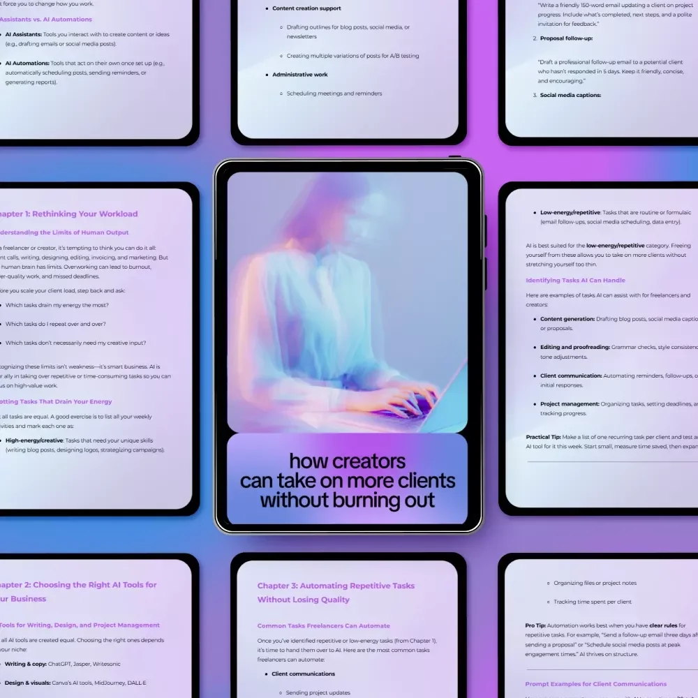 How Creators Can Take on More Clients Without Burning Out | AI-Powered Scaling Guide for Freelancers & Creators | Smart Systems, Sustainable Growth Ebook