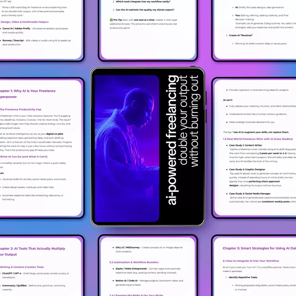 AI-Powered Freelancing: Double Your Output Without Burning Out – Practical Guide Using AI to Double Your Freelance Output, Smarter Workflows, Sustainable Growth