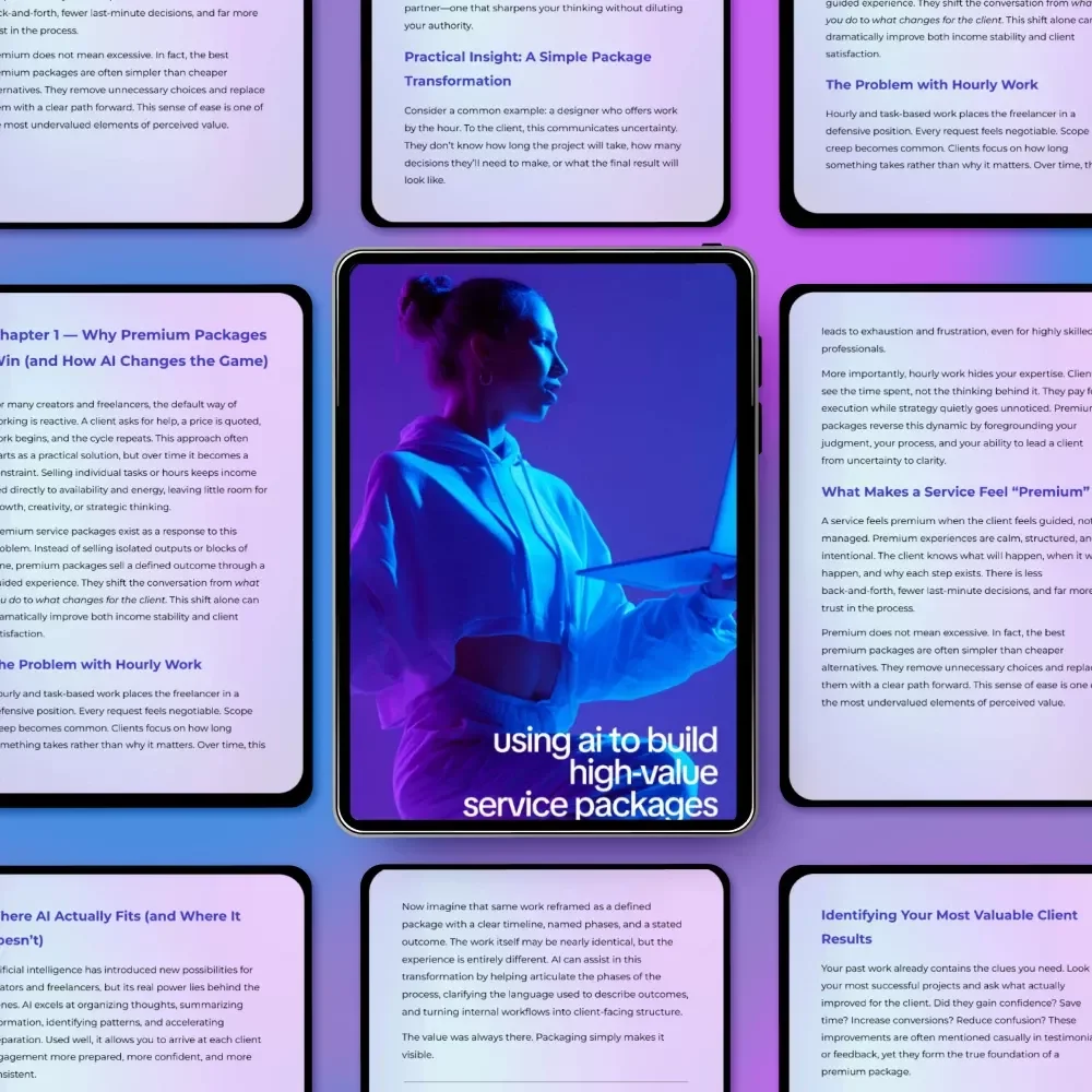 Using AI to Build High-Value Service Packages | Premium Digital eBook for Freelancers & Coaches | AI for Creating Premium Service Packages Guide | Service Packaging & Pricing Strategy Download