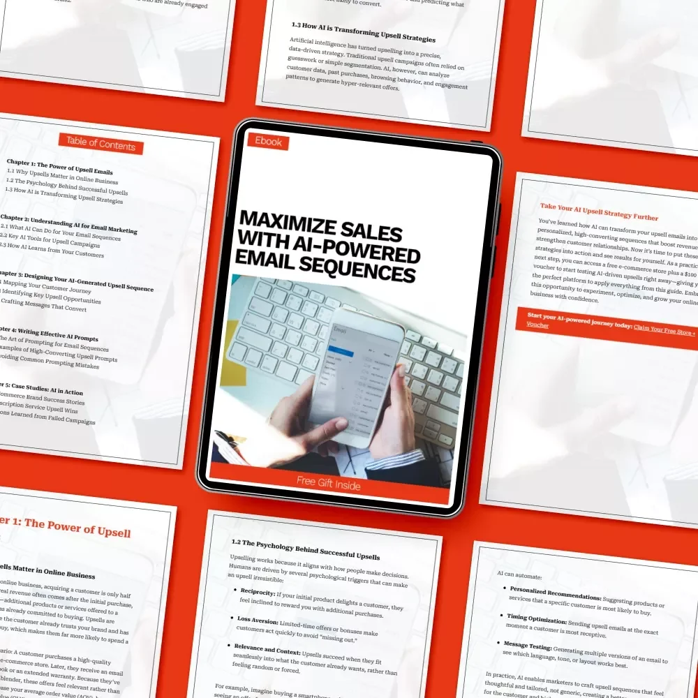 Maximize Sales with AI-Powered Email Sequences – Ebook Guide to ai for generating upsell email sequences for Online Businesses & Marketers