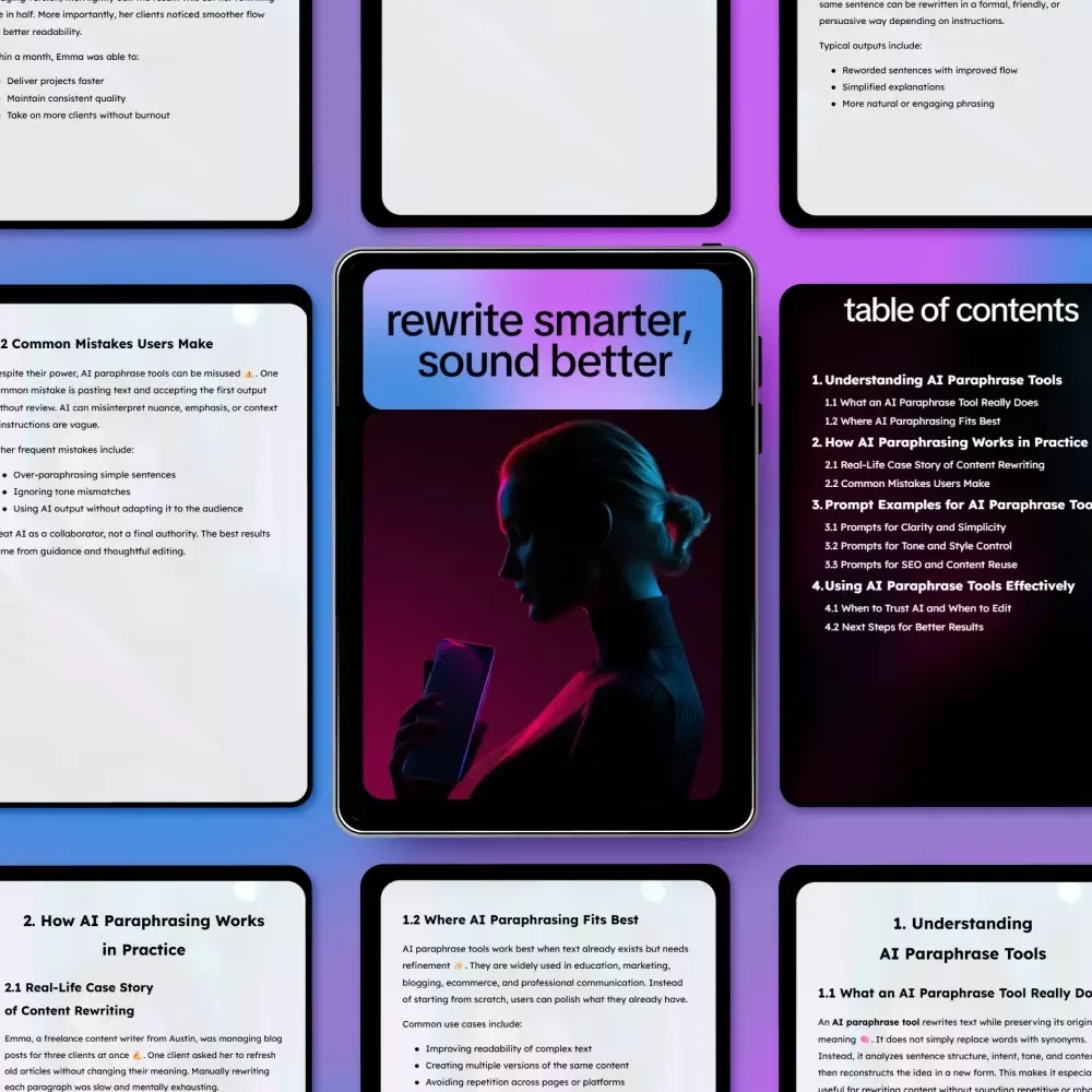 Rewrite Smarter, Sound Better – AI Paraphrase Tool Guide for Content Rewriting, Prompt Examples, SEO-Friendly Writing & Clear Human-Sounding Copy