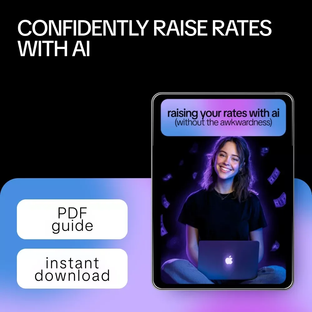 Raising Your Rates with AI (Without the Awkwardness) – Confidence-Boosting Pricing Guide for Freelancers | Use ai to raise your rates with confidence | Digital Download Guide