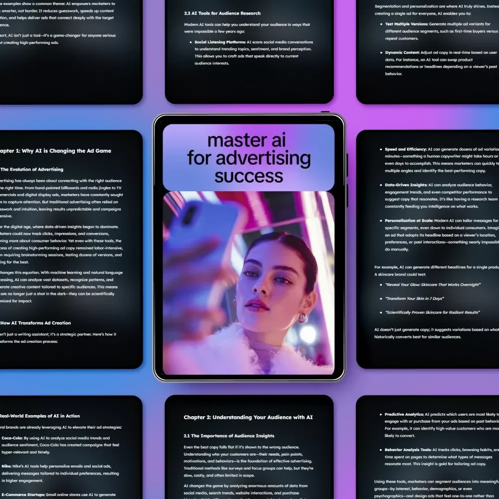 Master AI for Advertising Success – Ebook Guide on how to use ai to write ads that perform for Digital Marketers & Entrepreneurs