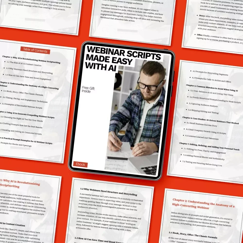 Webinar Scripts Made Easy with AI | Ebook Guide for ai for creating webinar scripts, High-Converting Webinar Storytelling & Smart Prompt Writing